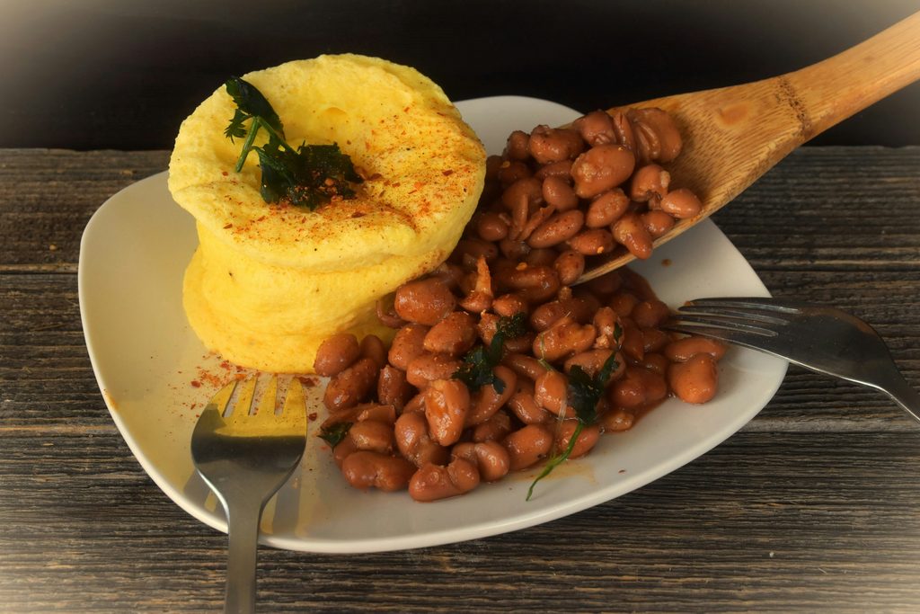 Omelet with beans and a little cheese, $3.31 for four